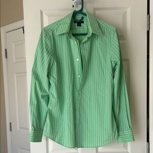 Express Light Green Striped Button Down Shirt